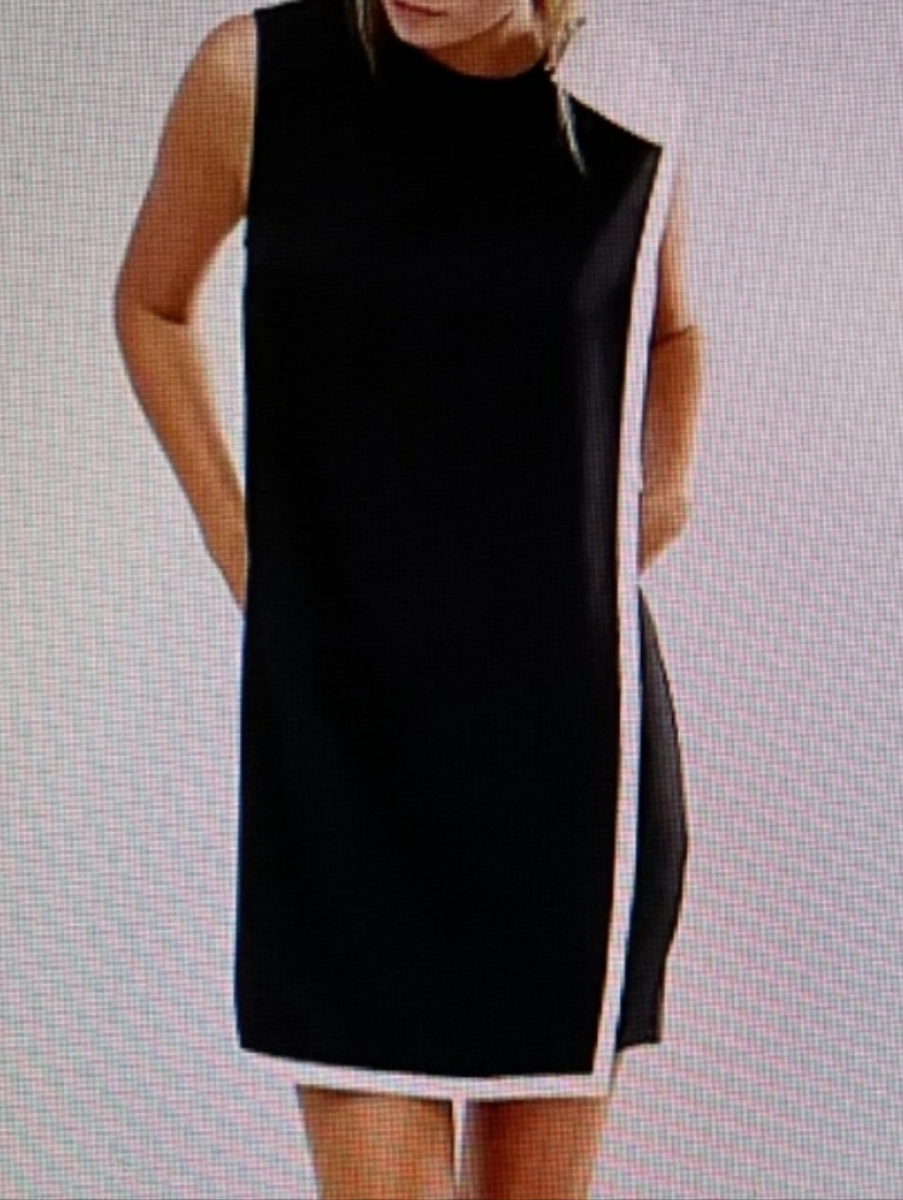 TED BAKER LONDON SLEEVELESS BLACK ELIJA DRESS WHITE TRIM & BOW SIZE, US 2